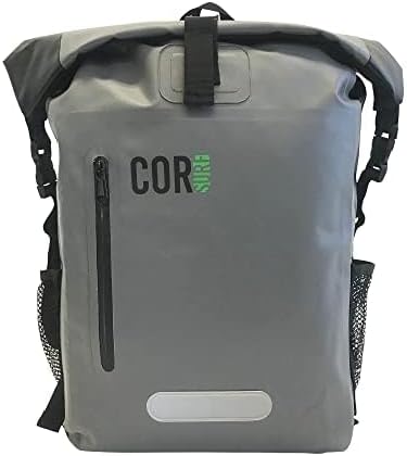 Waterproof Backpack with Laptop Sleeve | Heavy Duty Hiking, Kayak Dry Bag Backpack | Roll-Top Closure (40L Gray)