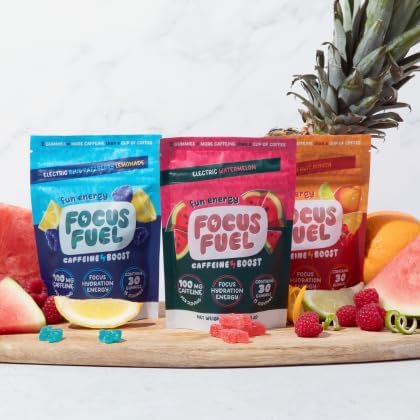 Energy Chews – Trial Size Variety Sample Pack (9 Servings) – 100mg Caffeine + Alpha GPC + L-Theanine + B12, Magnesium – Blue Razzberry Lemonade, Watermelon, Fruit Punch – No Crash or Jitters