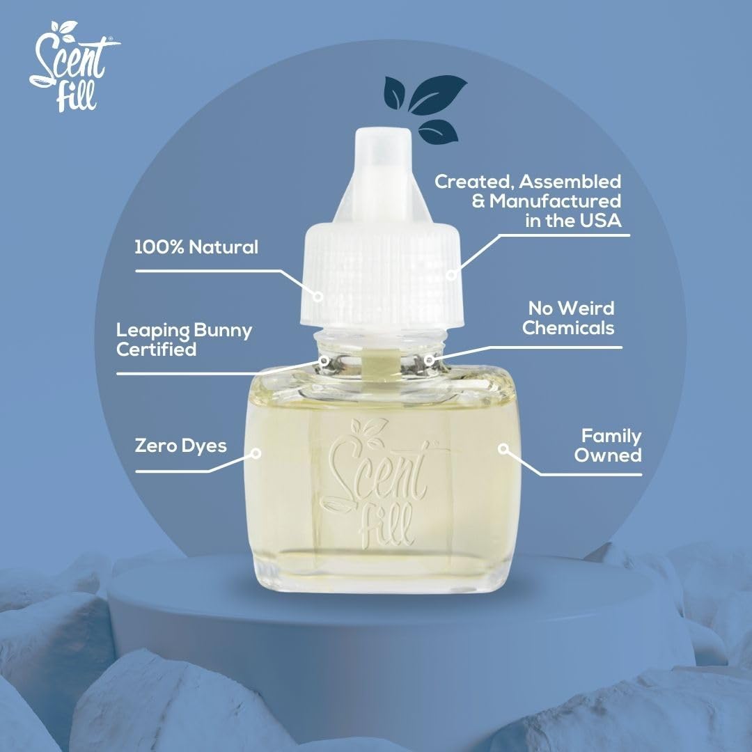 Scent Fill 100% Natural Cherry Almond Twist Plug in Air Freshener, Scented Oil Refills, 3 Refills
