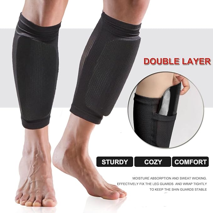 Soccer Shin Guards for Kids Youth Shin Pads and Shin Guard Sleeves Protective Gear Soccer Equipment Calf Sleeves for Boys Girls Kids Youth Teenagers Adult