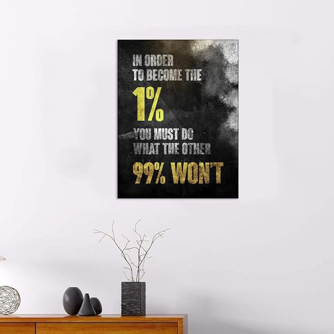 1% Entrepreneur Motivational Canvas Wall Art -Inspirational Office Wall Art Poster Quotes - Canvas Artwork Picture Print Framed for Home Office Bathroom Bedroom Wall Decor -24"X36"