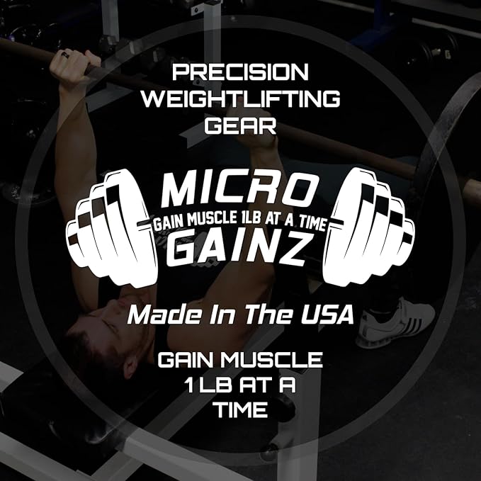 Micro Gainz Standard 1-Inch Center Hole Fractional 8 Piece Weight Plates with Bag, Designed for Standard 1-Inch Dumbbell & Barbell for Strength Training and Weight Lifting, Made in USA
