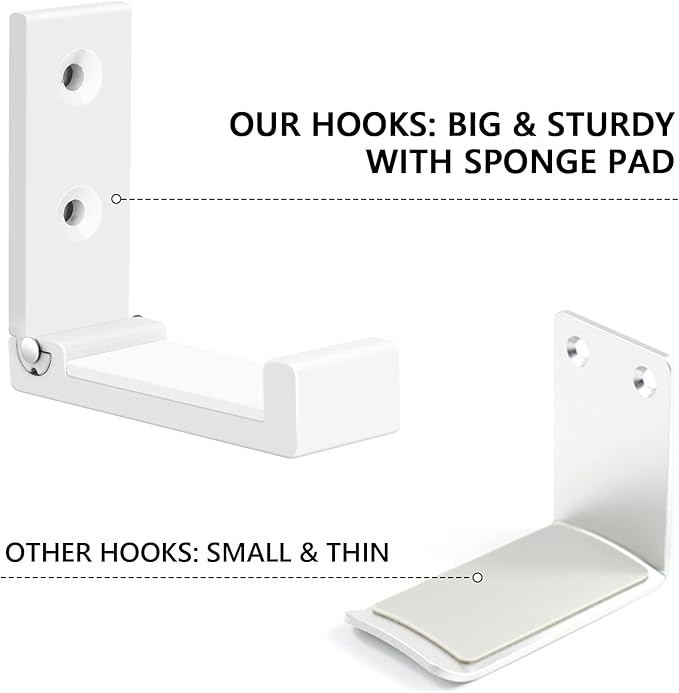 Folding Coat Hooks, Foldable Adhesive Hooks, Headphone Jacket Holder, Aluminum