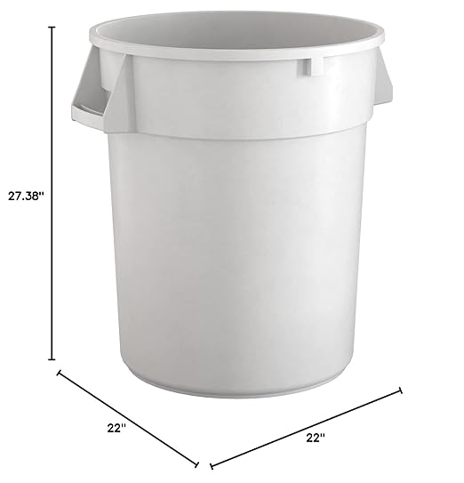 32 Gallon White Round Commercial Trash Can