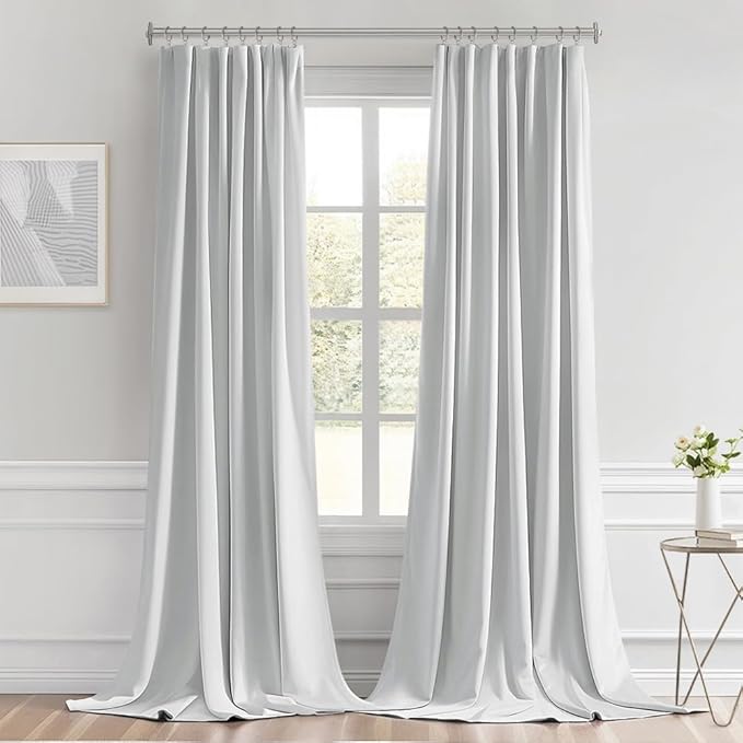 MIULEE Back Tab Light Blocking Curtains 108 Inch Long 2 Panels Set