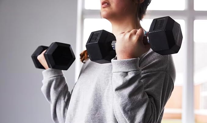 OLIXIS Rubber Hex Dumbbells,Assorted Weights for Home Gym Workouts, Strength Building & Fitness Training