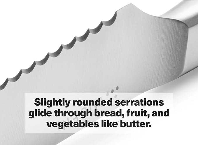 Misen Serrated Bread Knife – High-Carbon Japanese AUS8 Steel – Effortless Slicing of Bread, Pastries, and Fruits – Razor-Sharp Edge and Durable Blade with Ergonomic Handle - 8", Green