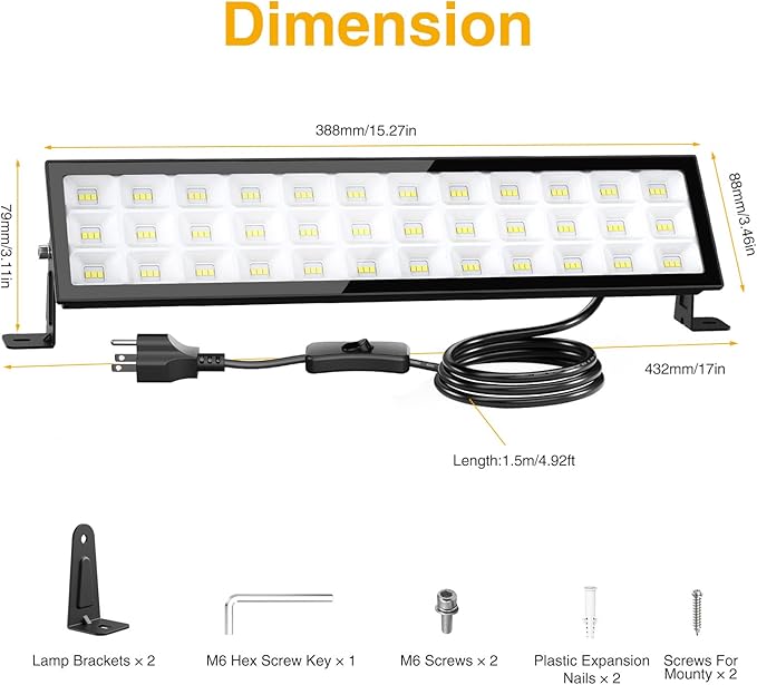 Onforu 4Pack LED Shop Lights, 100W 14000lm Plug in Ultra Bright LED Work Lights