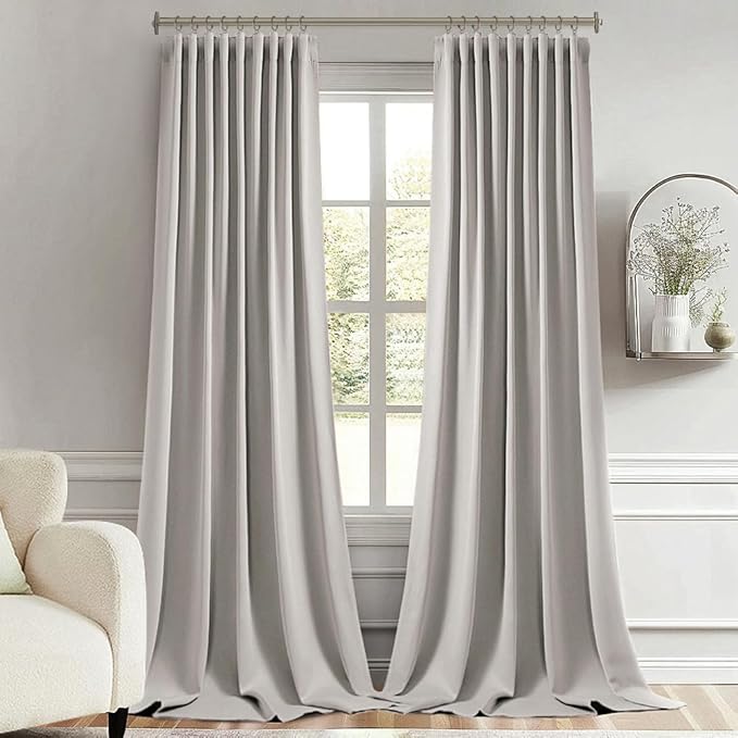MIULEE Stone Back Tab Blackout Curtains 120 Inch Long 2 Panels Set