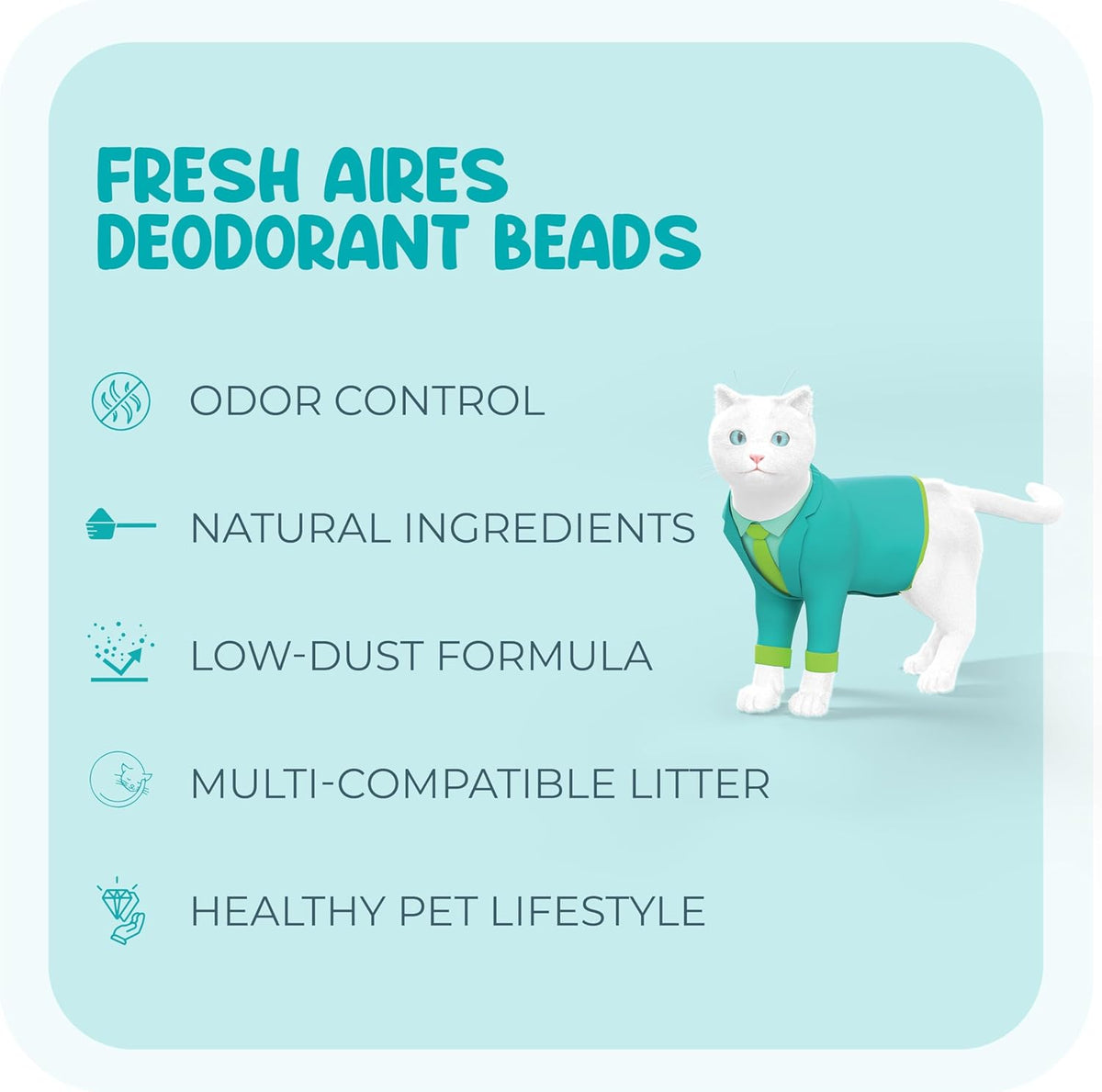 Cat Deodorant Beads | Green Apple Scent, Low-Dust & Non Toxic Litter Box, Superior Odor Control, Pet Safe Kitty Litter Deodorizer | Cat Litter Scent Deodorizer for Cleaner Air