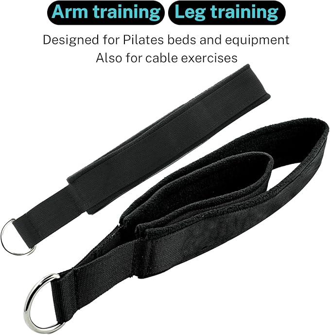 Pilates Straps Soft Padded 1 Pair Double Loop Straps D-Ring for Reformer Home Gym Workout Accessories Fitness Yoga Exercise