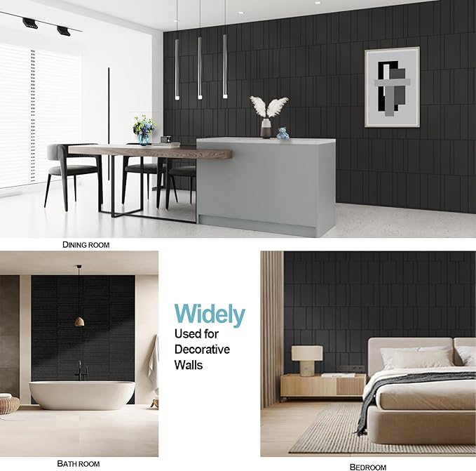 Acoustic Wall Panels – 8 Pack 31.75"x15.75" Thick Black Striped Groove Sound