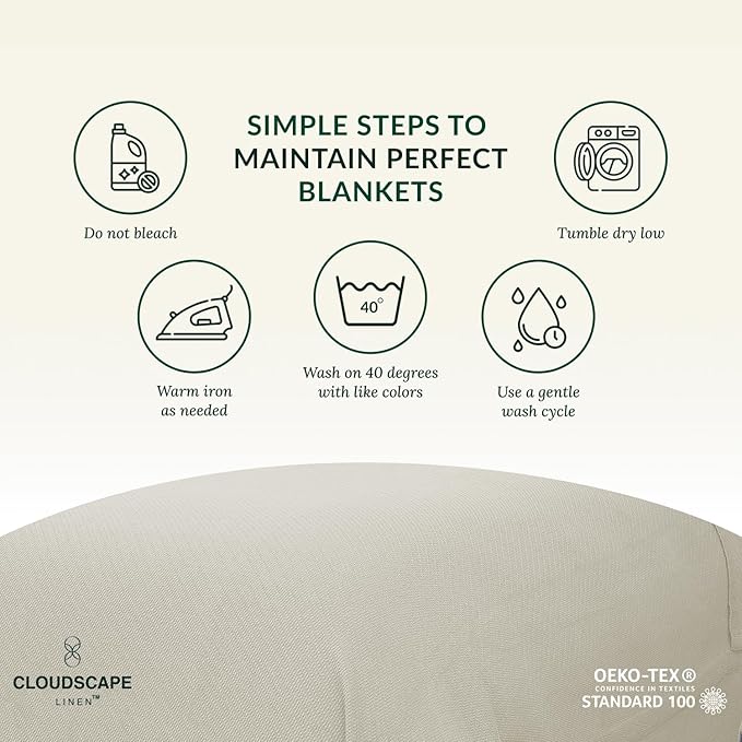 Cloud Scape Linen 100% Cotton Blanket King Size for Bed – Lightweight Summer Blanket, Herringbone Weave,fits California King Size Bed, 92x108,Beige Fog