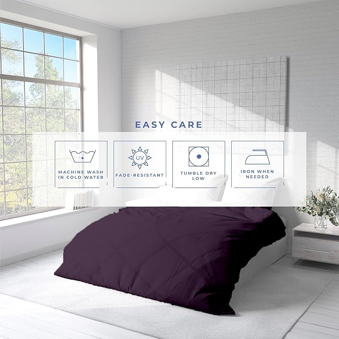 Kotton Culture 1 Pc Twin Size Duvet Cover Only -100% Egyptian Cotton Sateen 600 Thread Count Ultra Soft Premium Durable Comforter Cover Zipper Closure & Corner Ties (Plum, Twin/Twin XL 68" X 90")