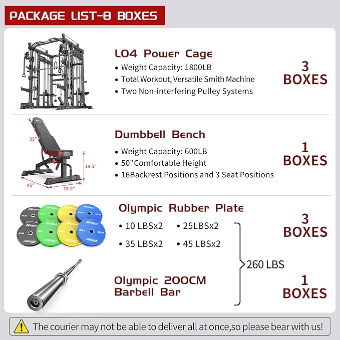 Power Cage,1600lbs Multi-Function Power Rack with Adjustable Cable Crossover System and More Training Attachment, Weight Cage for Home Gym