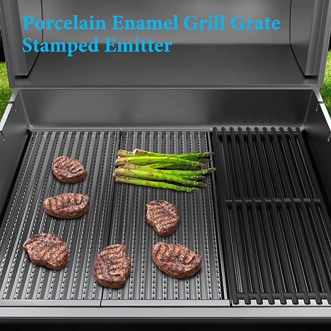 BBQ-PLUS Infrared Emitter Plate and Cooking Grates Replacement Parts for Charbroil Commercial Infrared 3 Burner G466-0025-W1A 463242515 466242515 466242615 463242516 463243016 463367516