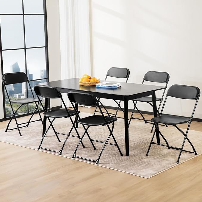 DUMOS Folding Chairs Sets of 12, 330lbs Plastic Stackable Portable Patio Dining Sets, Fold Up for Indoor Outdoor, Camping, Garden, Party, Meeting, Weeding, Black