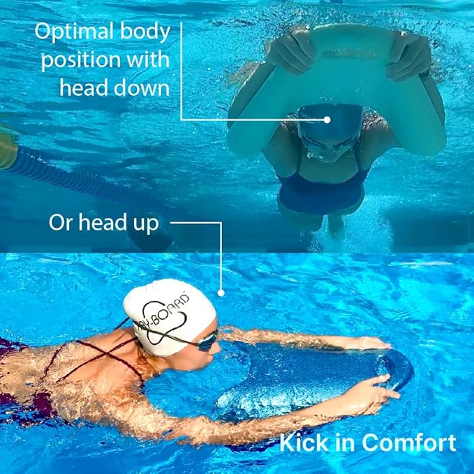 Swim Kickboard: Ergonomic for Comfort and Performance- Promotes Natural Swimming Position, Supportive Kick Board | Advanced Workout and Training Equipment for Pool