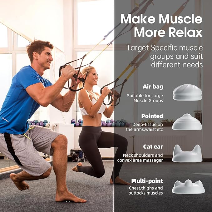 AERLANG Massage Gun Deep Tissue Massager with Heat and Cold Percussion Massage Gun Electric Mini Hand held Massager 5 Speed & 5 Massage Heads Messager Gun