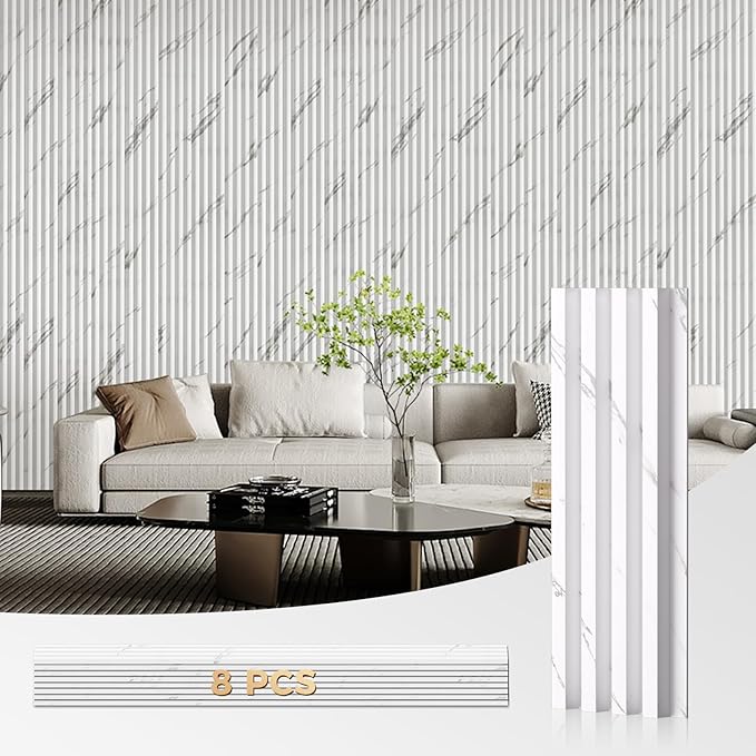OUZUGIE WPC Acoustic Slat Wall Paneling, Living Room, TV Background, Study Room
