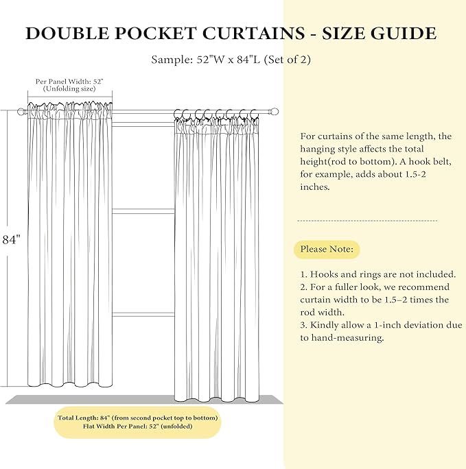 NICETOWN Rod Pocket Embroidered Trim Velvet Curtains, 2 Panels, Elegant Window