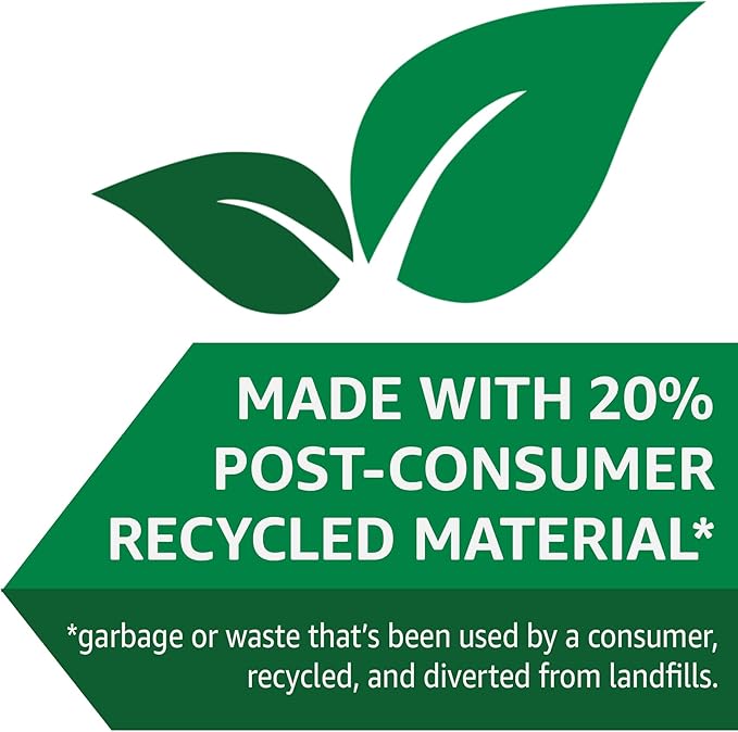 Amazon Basics 39 Gallon Lawn & Leaf Heavy Duty Drawstring Trash Bags, 20% Post Consumer Recycled, 40 Count