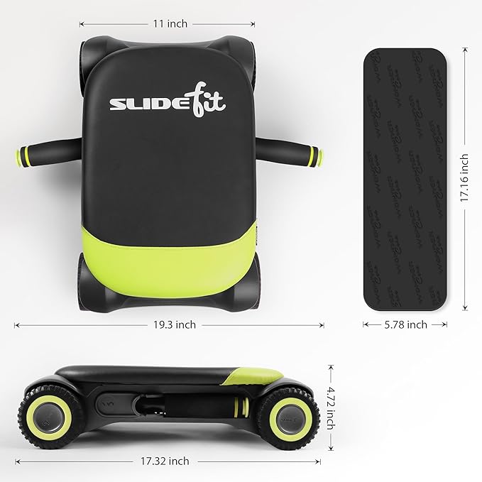 WONDER CORE Slide Fit, Ab Roller Board with 4 Wheels, Automatic Rebound Abdominal Wheel for Core Workout, Ab Exercise Equipment, Abdominal Exerciser, Heroboard Fitness Rolling Board with Knee Pad