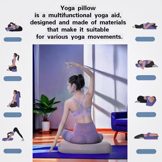 NGT new guide steps Yoga Bolster Pillow for Meditation and Support - Rectangular Yoga Cushion Foam Wedges Washable Suede Pillowcase for Men and Women with Carry Handles.…
