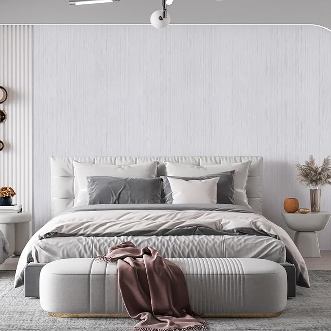 White Grasscloth Peel and Stick Wallpaper A Set of 23.6" X 480" Self-Adhesive