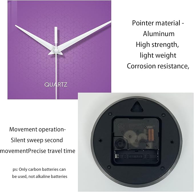 XFM Purple Wall Clock for Girls Bedroom Analog Simple Wall Clocks Battery