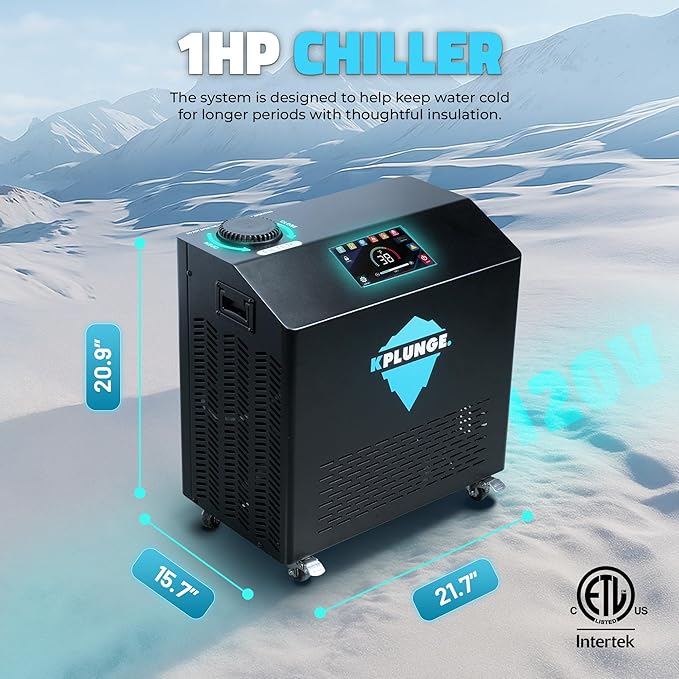 Arctic Fox 39" 1-Person Inflatable Cold Plunge Ice Bath or Hot Tub with 1 HP Chiller and Heater, PVC Insulated Lid, Hand Pump, Repair Kit, 88-Gallon Capacity, Indoor/Outdoor Tub ā Gray