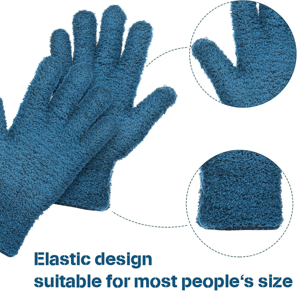 Patelai 2 Pairs Microfiber Gloves for plants Dusting Cleaning Glove Mittens House Cars Blinds Dusting(Blue, Large)