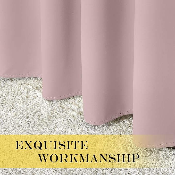 NICETOWN Baby Pink Curtains for Nursery, Sliding Glass Door Grommet Thermal