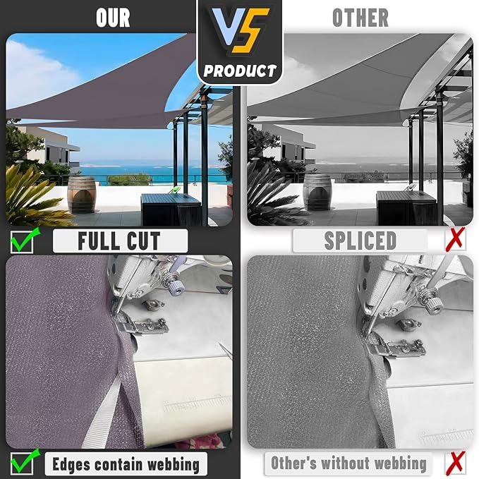 LOVE STORY Custom Size 9'x12'x15' Dark Grey Sun Shade Sail Right Triangle Sunhsade Fabric Awning Canopy for Patio Backyard Carport Pergola (Customized)