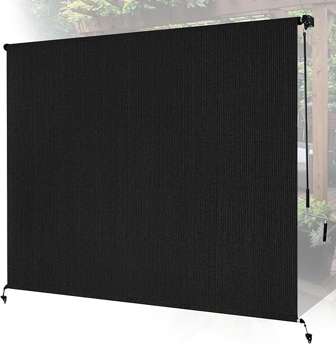 11'W x 8'H Black Outdoor Roller Shade