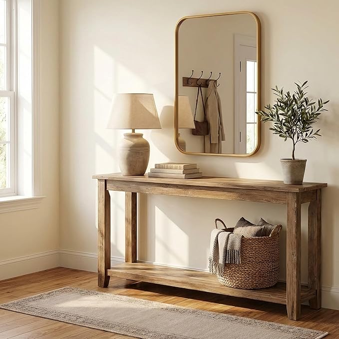 2-Pack 22x30 Inch Matte Gold Bathroom Vanity Mirrors | Flush Mount Deep Set
