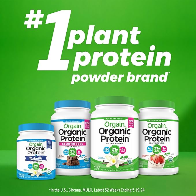 Orgain Organic Simple Vegan Protein Powder, Chocolate - 20g Plant Based Protein, Made with less Ingredients, No Artificial Sweeteners, Gluten Free, No Dairy or Lactose, 1.25 lb (Packaging May Vary)
