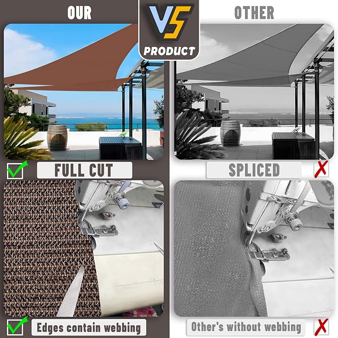 LOVE STORY Custom Size 7'x9'x11.4' Brown Sun Shade Sail Right Triangle Sunhsade Fabric Awning Canopy for Patio Backyard Carport Pergola (Customized)