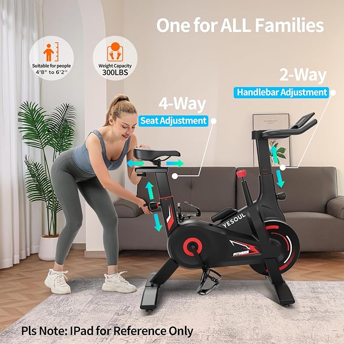 Yesoul Black Exercise Bike for Home,Smart White Cycling Bike Magnetic Stationary Bike, Low Noise Indoor Cycling Bike for Home Gym Electric Stationary Bike with Tablet Mount & Comfortable Seat Cushion for Women Apartment Workout Bike for Fitness