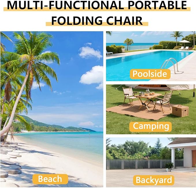 Sun Tanning Chair with Face Hole, Heavy Duty Adjustable 5-Position Folding Laying Out Chairs for Tanning, Beach Lounge Chairs for Adults for Outdoor Sunbathing Patio Pool Lawn (Beige)