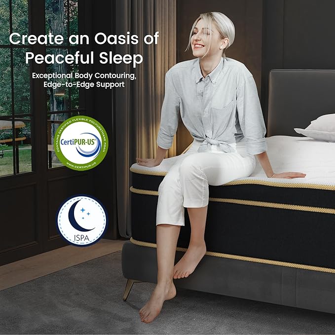 California King Mattress, 14 Inch Gel Memory Foam Hybrid Mattress Cali King Size Bed in a Box, Pressure & Pain Relief, Firm, Individual Pocket Spring, Edge Support, CertiPUR-US