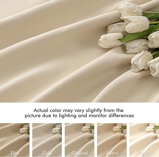 MIULEE Cream Beige Back Tab Light Blocking Curtains 98 Inch Length 2 Panels Set