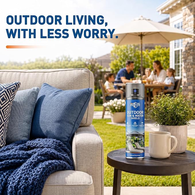 Outdoor Fabric Protector Spray: Heavy Duty Water-Repellent & UV Resistant for Patio Decor Cushions Upholstery Furniture Umbrellas - Invisible Sun and Water Shield, 25.6oz(2pcs)
