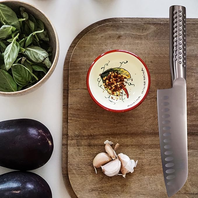 MATTSTONE HILL 7" Hollow Edge Asian Chef's Knife - German Steel, 304 Stainless Steel Handle