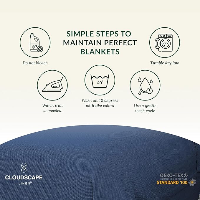 Herringbone Cotton Twin Blanket for Couch, Bed,Sofa, Home Decor, Soft, Lightweight, All-Season Bed Blanket, 68 x92, Ensign Blue
