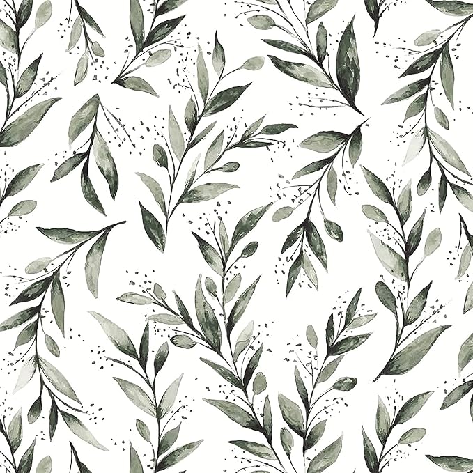 Livebor Green Leaf Peel and Stick Wallpaper Olive Leaf Contact Paper 17.7inch x