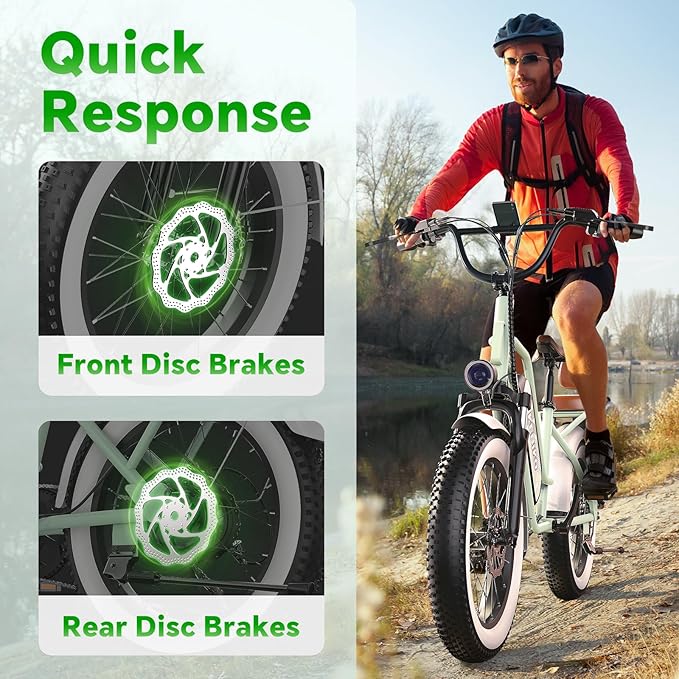 2 Seater Electric Bike, 48V 20AH(ššššš) Large Removable Battery, ššššš Peak Motor, 20"x 4.0" Fat Tire Ebike for Adults, 80+Miles Max,30+MPH, City Couple E Bike for All Terrain
