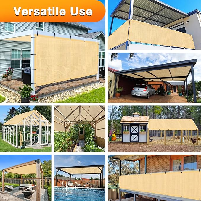 Artpuch Outdoor Pergola Shade Cover 7' X 9' Sun Shade Cloth with Grommets, 90% UV Protection Canopy Patio Privacy Screen (Customized Available) GN107, Wheat