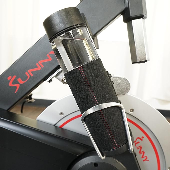 Sunny Health & Fitness Magnetic Exercise Bike, 44LB Flywheel & 300LB Weight Capacity for Intensive Home Workout, Indoor Cardio Training w/4-Way Adjustable Seat, Optional Free SunnyFit App Connection