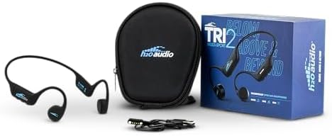 H2O Audio TRI 2 Multisport Waterproof Bone Conduction Open Ear Headphones, Bluetooth 5.3 for Running and Cycling, MP3 Mode for Swimming, 8GB Memory, 8.5-Hour Battery, Black